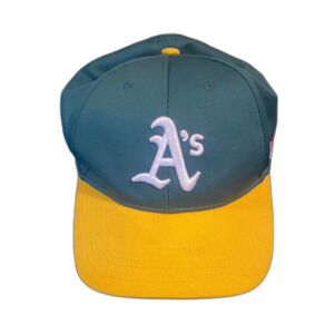 Oakland Athletics A’s MLB Green Yellow Logo Adjustable Strapback Hat Cap